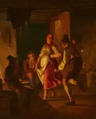 called Feuermüller Moritz Müller, Dancing Peasant Couple, Oil on canvas