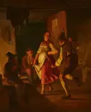 called Feuermüller Moritz Müller, Dancing Peasant Couple, Oil on canvas
