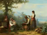 Karel Frans Philippeau, Peasants at Rest, Oil on panel