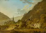 attributed to Friedrich Christian Reinermann, River Landscape with a Church and Castle Ruins, Oil on copper