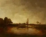Toni (Anton) von Stadler, Panoramic Landscape with a Farmstead, Oil on panel (parquetted)