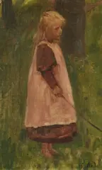 Fritz von Uhde, Little Girl with Trees, Oil on canvas, mounted on panel