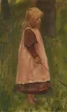 Fritz von Uhde, Little Girl with Trees, Oil on canvas, mounted on panel