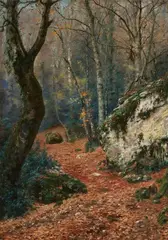 Foret de la Ste. Baume (Forest Landscape in the Massif de la Sainte-Baume near Marseille) by Johan Peter von Wildenradt, Oil on canvas, sold Mar 2017