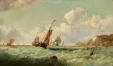John Wilson, Sailing Ships in Rough Seas, Oil on canvas (relined)