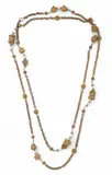 A Robert Goossens sautoir for Chanel, 1960s by A Robert Goossens sautoir for Chanel, 1960s, Bronze toned and gold plated metal, rhinestones, artificial pearls. Unsigned. Wire partially bent. L, sold Feb 2017