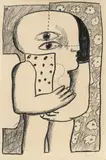 Horst Antes, Untitled, 1965, Charcoal on folded double sheet card