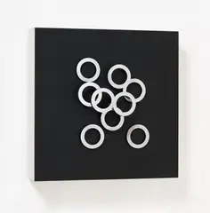 Hugo Demarco, Déplacement continuel, 1970, Kinetic sculpture: metal infront of plastic on panel