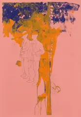 Compagni Compagni by Mario Schifano, 1967, Acrylic and silkscreen on canvas, sold Dec 2016