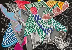 Hudson River Vally by Frank Stella, 1996, Colour silkscreen and colour lithograph on card, sold Dec 2016