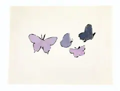 Butterflies by Andy Warhol, 1950er Jahre, 2 works: Gouache and India ink over offset lithograph on card and India ink over offset lithograph on card resp. Approx, offered Dec 2016