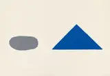 Blinky Palermo, Graue Scheibe, blaues Dreieck, 1970, Colour silkscreen on card