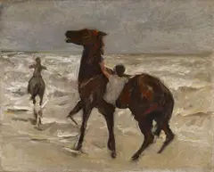 Max Liebermann, Pferdeknechte am Strand, Circa 1909, Oil on canvas