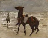Max Liebermann, Pferdeknechte am Strand, Circa 1909, Oil on canvas