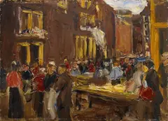 Max Liebermann, Judengasse in Amsterdam / Uilenburgersteeg Ecke Jodenbreestraat, 1905, Oil on thick card