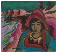 Ernst Ludwig Kirchner, Mädchen in Südwester, 1912, Oil on canvas