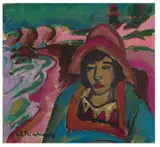 Ernst Ludwig Kirchner, Mädchen in Südwester, 1912, Oil on canvas