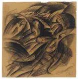Otto Dix, Badende Soldaten, 1917, Black chalk drawing on firm brown paper