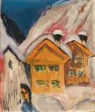 Ernst Ludwig Kirchner, Häuser im Schnee, 1917, Oil on canvas