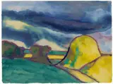 Marschlandschaft mit Strohdiemen by Emil Nolde, Watercolour on soft, fibrous Japan paper, offered Dec 2016