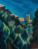 Adolf Erbslöh, Am Meer bei Positano ("Marine in Positano", "Aus Positano"), 1923, Oil on canvas