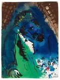 Marc Chagall, Les Amoureux IV (Roi David), 1955, Gouache and brush and India ink drawing on firm, ivory-coloured watercolour card
