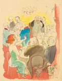 George Grosz, Soirée, 1922, Watercolour, pen and ink and pencil on firm paper with 3 perforated margins
