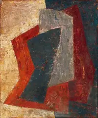 Composition Rouge orange gris bleu by Serge Poliakoff, Circa 1952, Oil on canvas, sold Dec 2016