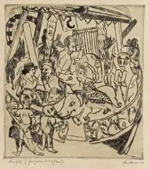 Das Karussell by Max Beckmann, 1921, Etching on Japan paper with cropped watermark "R", offered Dec 2016