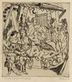 Max Beckmann, Das Karussell, 1921, Etching on Japan paper with cropped watermark "R"
