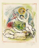 Marc Chagall, Ma belle aura de moi demain une colombe..., 1967, Colour lithograph on wove paper with watermark "Arches"