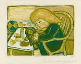 Otto Dix, Spielendes Kind, 1955, Colour lithograph on chamois-coloured wove paper