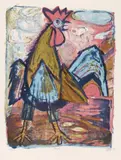 Otto Dix, Hahn, 1952, Colour lithograph on laid paper with watermark "ZERKALL BÜTTEN"