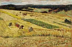 Alexander Gerbig, Roggenschnitt, Circa 1909/1910, Oil on firm artist's board