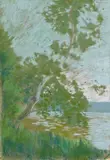 Karl Hagemeister, Märkische Uferlandschaft. Märkische Seenlandschaft mit Birke