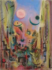 Boris Kleint, Getümmel in der Schlucht, 1941, Oil on paper, mounted on card