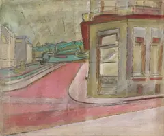 Anton Kerschbaumer, Straßenecke IV (Ostende), 1917/1918, Oil on canvas