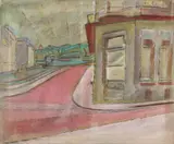 Anton Kerschbaumer, Straßenecke IV (Ostende), 1917/1918, Oil on canvas