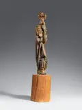 Karl Knappe, Heiliger Christophorus, 1934, Wood sculpture, carved and partly painted in colour; with a small golden cross made of metal elements attached on top