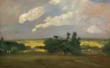 Otto Modersohn, Blick vom Weyerberg, 1907, Oil on card, firmly laid down on a second card later on 35.2/