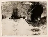Emil Nolde, Hamburg, Reiherstiegdock, 1910, Etching on laid paper with watermark "VAN GELDER ZONEN"