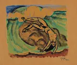 Max Pechstein, Weiblicher Akt am Meer, 1912, Watercolour and pencil on fibrous Japan laid paper