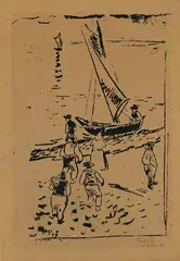 Fischer am Strand by Max Pechstein, 1909, Lithograph in black on brownish fibrous laid paper, sold Dec 2016
