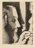 Pablo Picasso, Sculpteur travaillant à un buste de femme I, 1965, Aquatint etching on wove paper with watermark by Richard de Bas