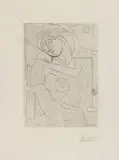 Pablo Picasso, Femme nu assise, la Tête appuyée la Main, 1934, Etching on Montval with watermark "Vollard"