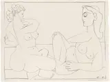 Deux Femmes sur la Plage by Pablo Picasso, 1956, Lithograph on ivory-coloured wove paper with watermark "Arches", sold Dec 2016