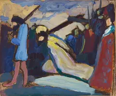 Hermann Stenner, Kreuztragung I, 1913, Oil and charcoal on paper, mounted on card
