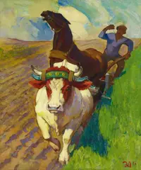 Gustav Wiethüchter, Pflüger, 1924, Oil on canvas