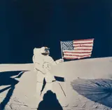 Nasa, Apollo 14, Astronaut Alan B. Shepard Jr. plants the American flag on the moon