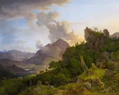 Max Joseph Wagenbauer, Mountain Landscape near Oberaudorf with Inntal, Oil on copper